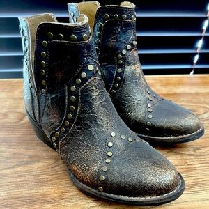 Studded black a gold booties